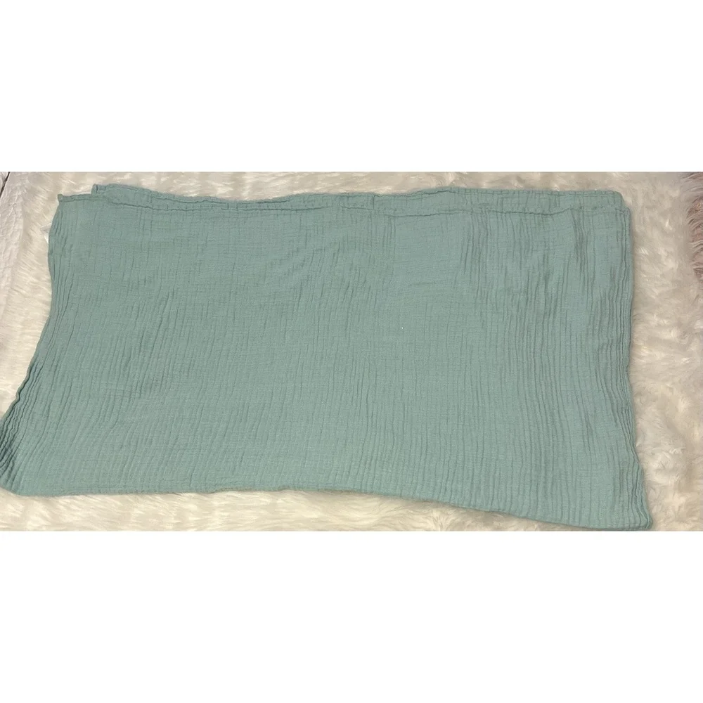 Kyle & Deena Mint Green Cotton Muslin Baby Blanket Crinkle Gauze Swaddle 30x36‎
